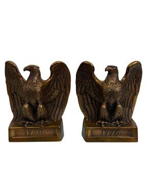 VTG American Bald Eagle "1776" Cast Metal Bookends Philadelphia Manufacturing Co